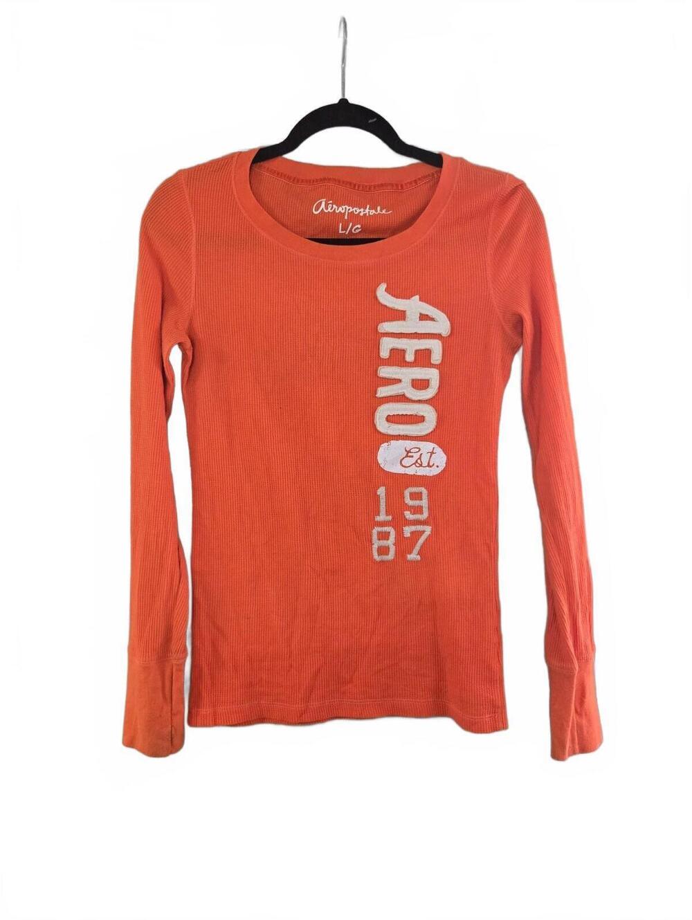 Aeropostale Orange Long Sleeve Thermal Shirt Large